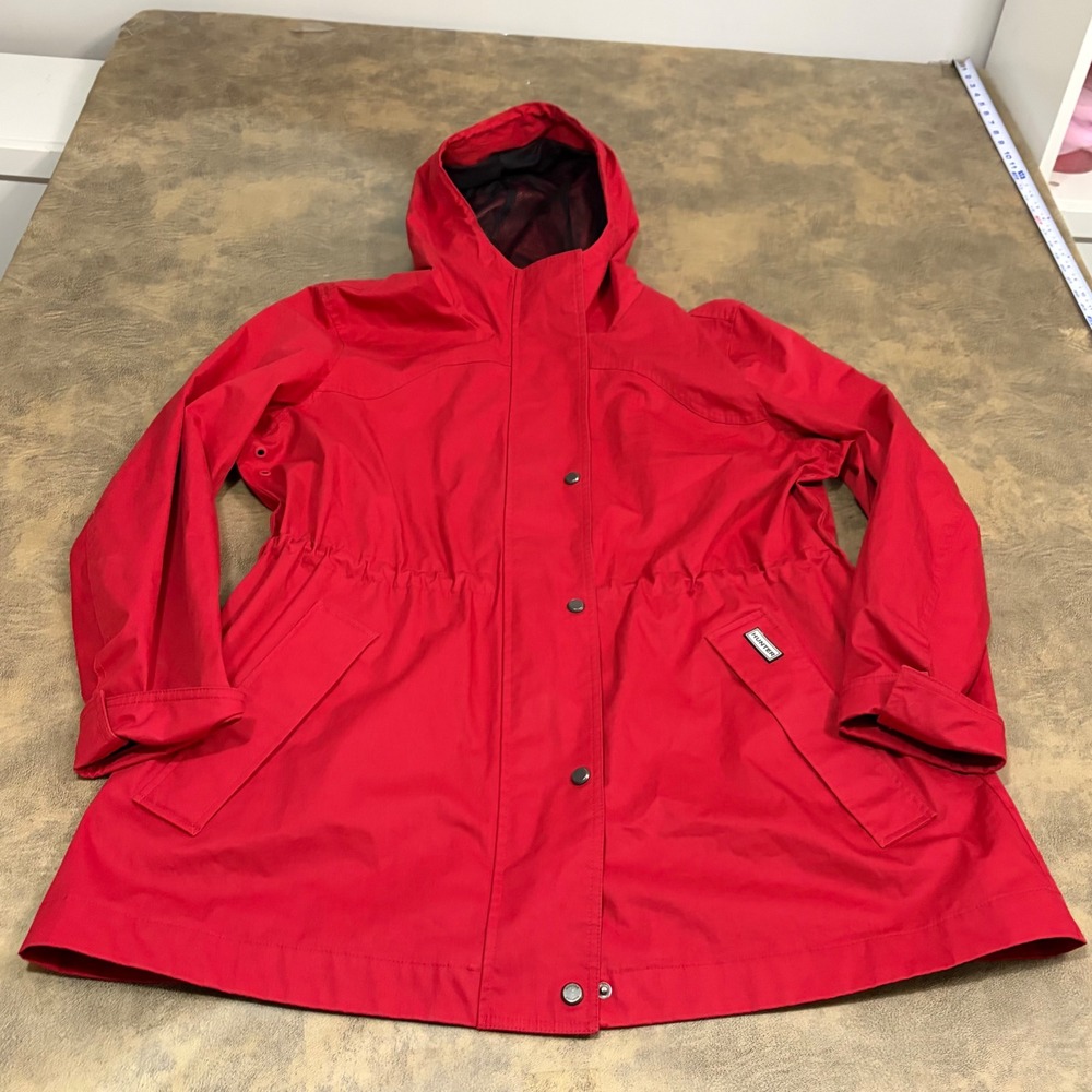 Hunter Rain Jacket Womens XL Red Hooded Mesh Lined Cotton Hunting Coat 1781638